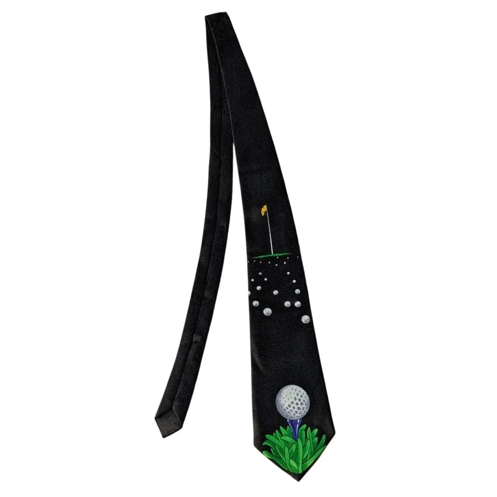 Golf Ball Flag Novelty‎ Tie Designs by A. Rogers 1997 ETMC Mens Necktie